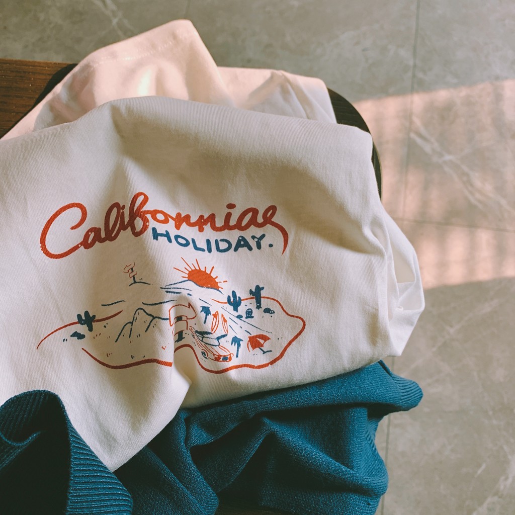 【預購】加州印象．小眾設計款手繪短袖棉Tee
