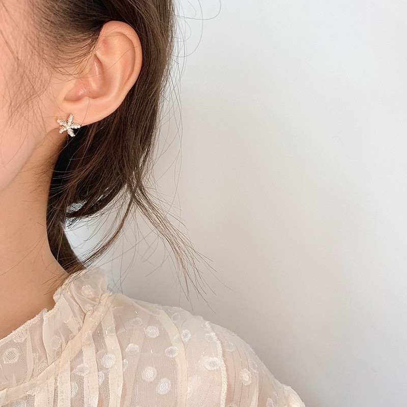 【預購】珍珠海星．日常可戴優雅風925銀針耳環