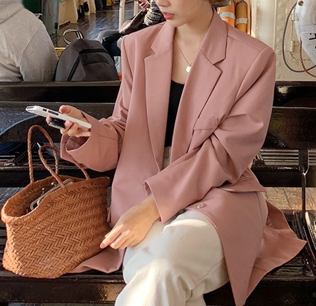 【預購】韓IG 溫柔女子專用．粉色西裝外套