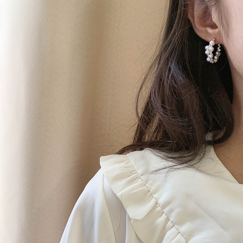 【預購】知性女子專用．巴洛克珍珠環925銀針耳針式耳環