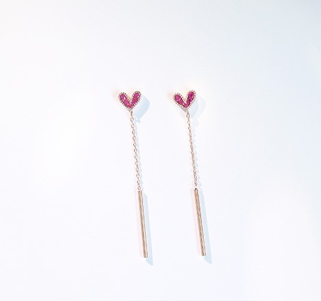 【預購】日韓少女系愛心流蘇耳夾耳針式耳環～２色