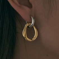 【現貨】知性冷淡風．歐美 高級感雙色925銀針耳環